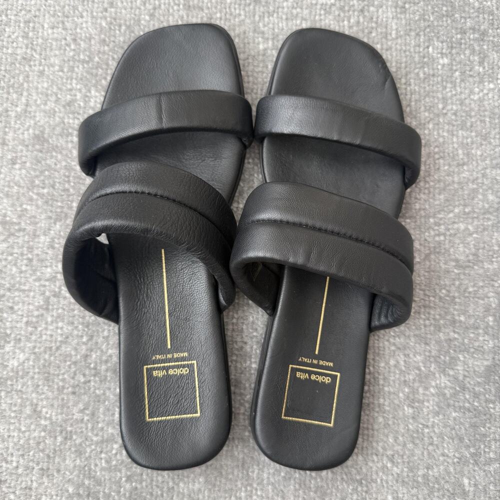 Dolce Vita Shoes Womens Size 9 Slide Sandals Made In Italy Double Strap Leather - Picture 5 of 9